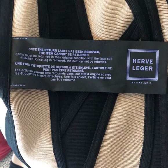Herve Leger Black and Tan bodycon tulip skirt - Picture 6 of 6